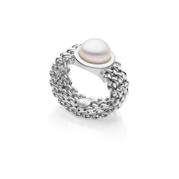 Silver Chicco ring with natural pearl