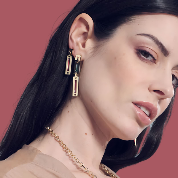 Golden earrings with enamel Kaleidos
