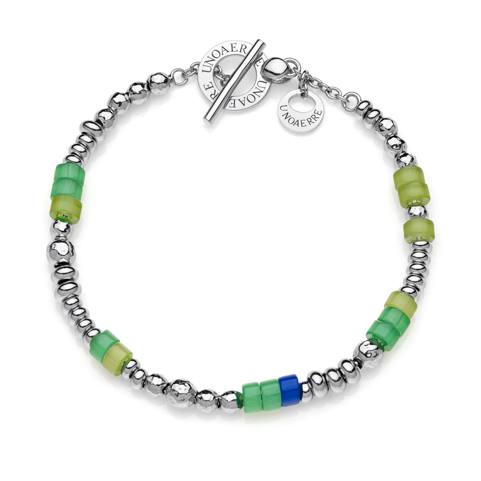 Unoaerre Bracciale in argento bianco pietre verdi | UNOAERRE Gioielli