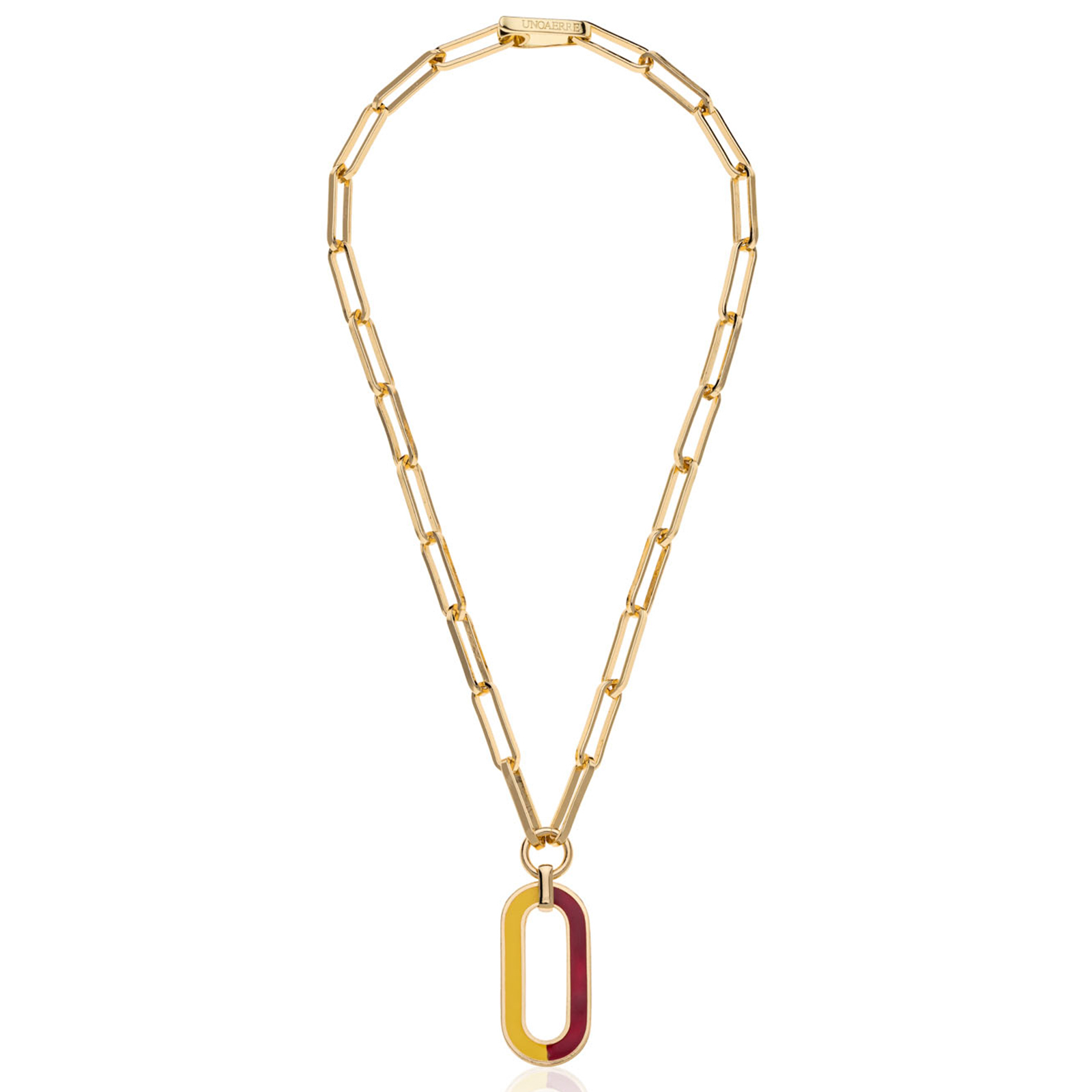 Unoaerre Collana in bronzo dorato con smalto rosso e giallo | UNOAERRE Gioielli