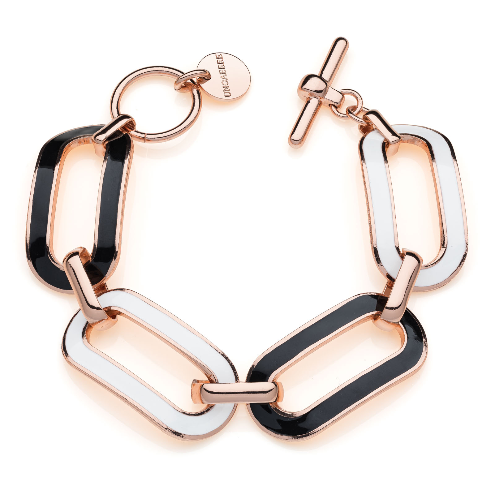 Unoaerre Bracciale in bronzo rosa smalto bianco e nero | UNOAERRE Gioielli