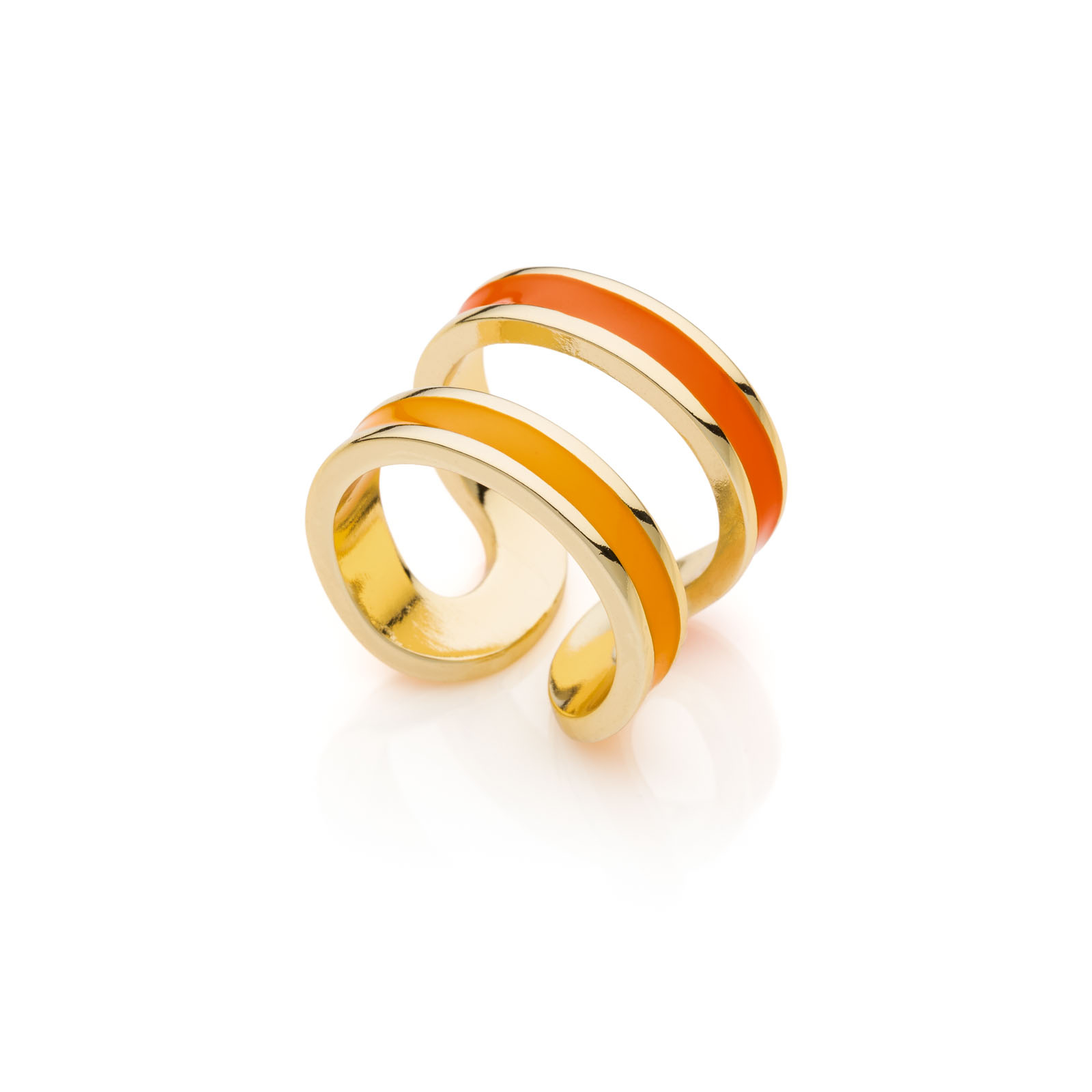 Unoaerre Anello in bronzo dorato con smalto arancio | UNOAERRE Gioielli