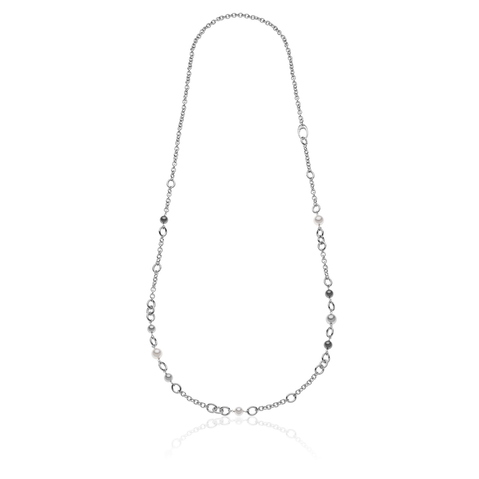 Unoaerre Unoaerre Collana lunga in argento con perle nere | UNOAERRE Gioielli