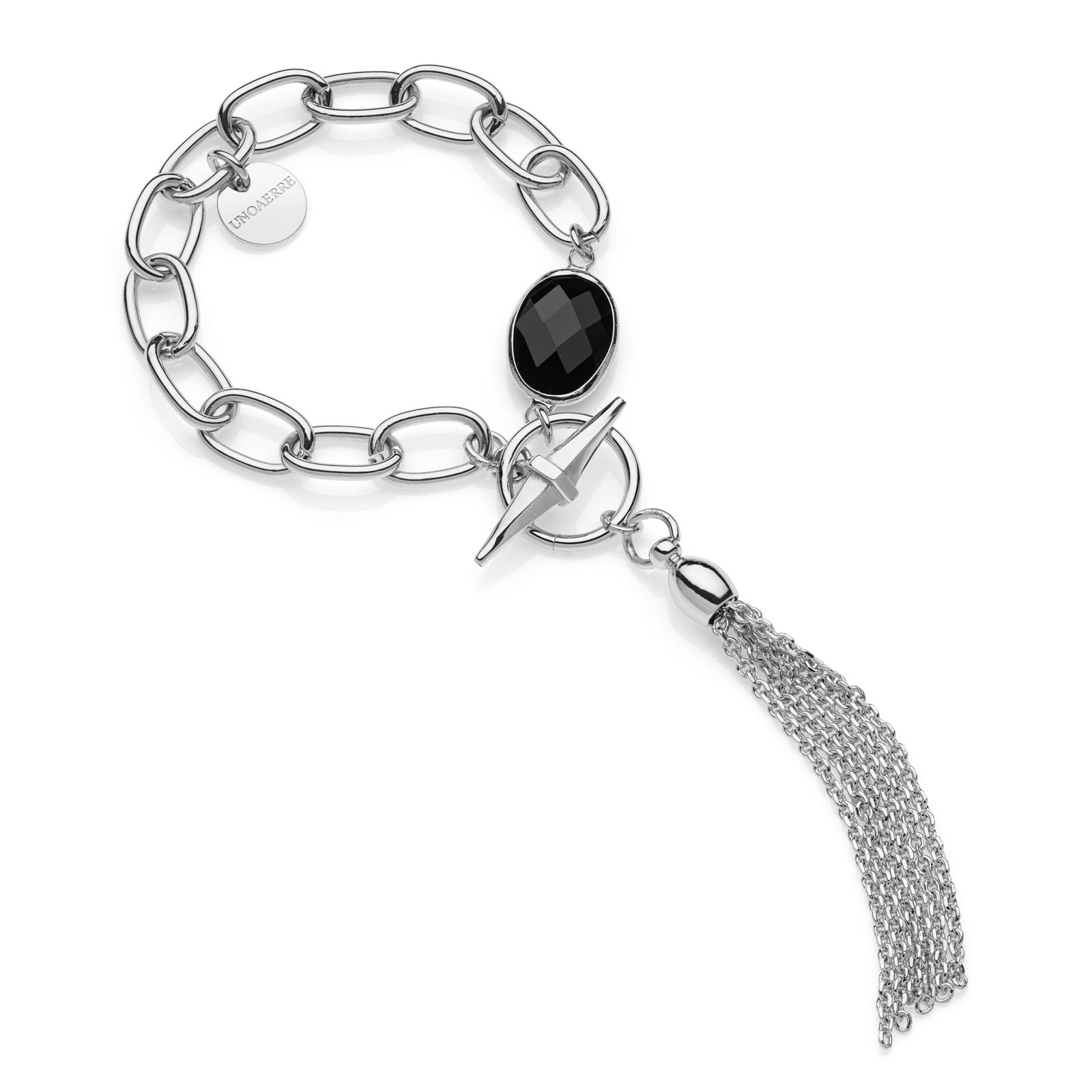 Unoaerre Bracciale catena argento e pietra nera | UNOAERRE Gioielli