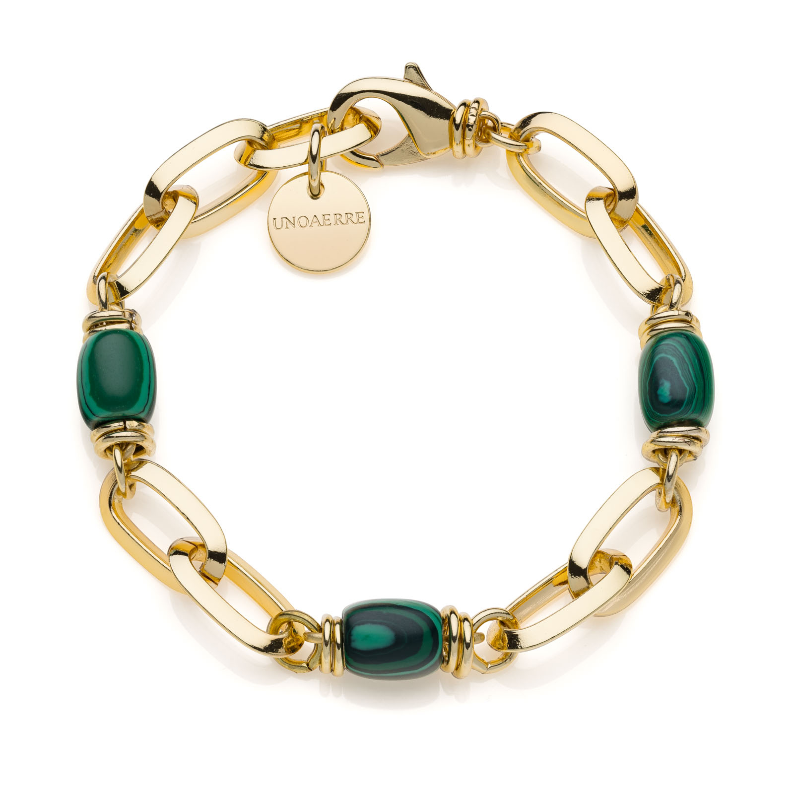 Unoaerre Bracciale donna dorato con malachite verde. | UNOAERRE Gioielli