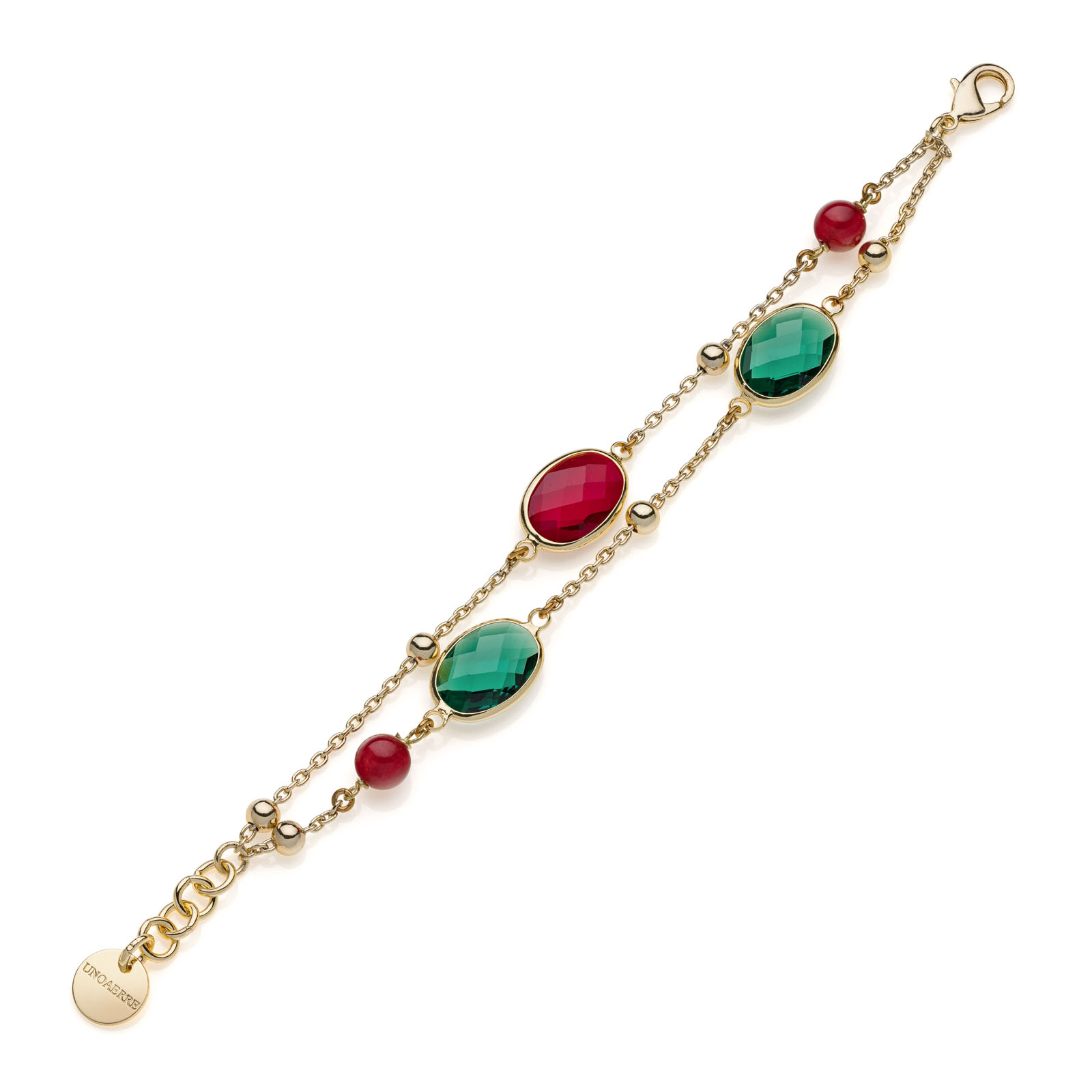 Unoaerre Bracciale donna con pietre rosse e verdi | UNOAERRE Gioielli