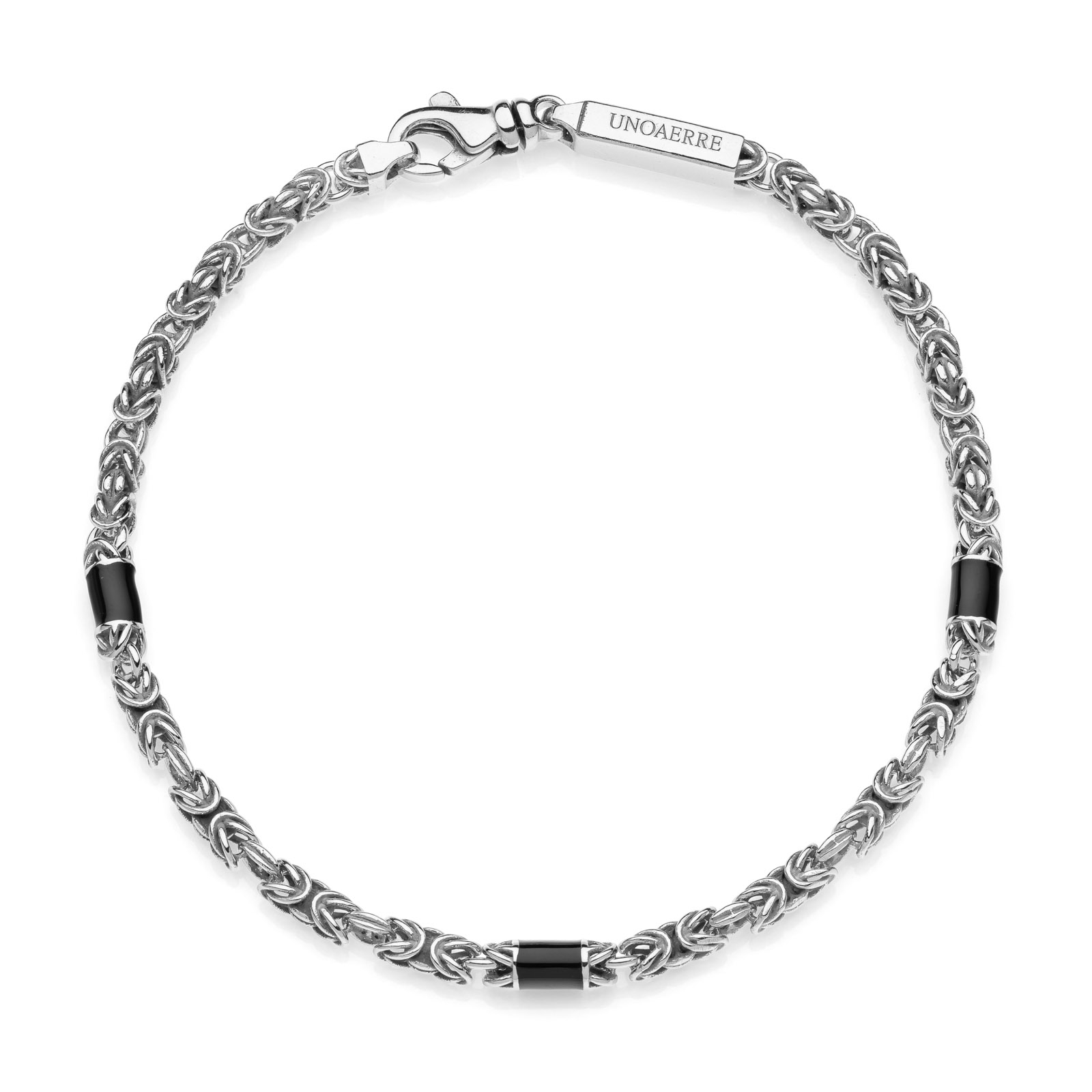 Unoaerre Bracciale uomo argento smalto nero | UNOAERRE Gioielli