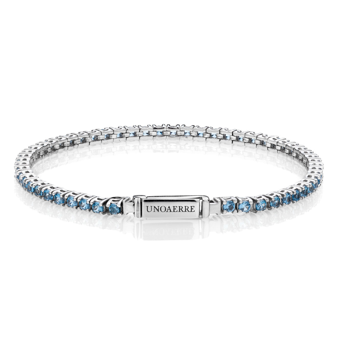 Unoaerre Bracciale tennis in argento con zirconi azzurri | UNOAERRE Gioielli