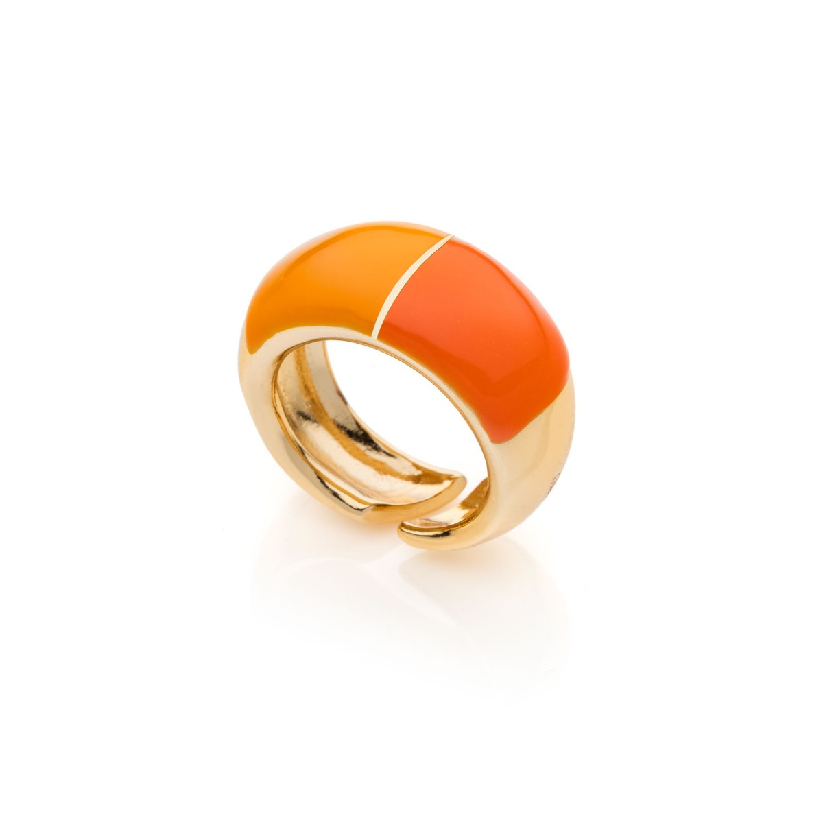 Unoaerre Anello in bronzo dorato con smalto arancio chiaro e scuro. | UNOAERRE Gioielli